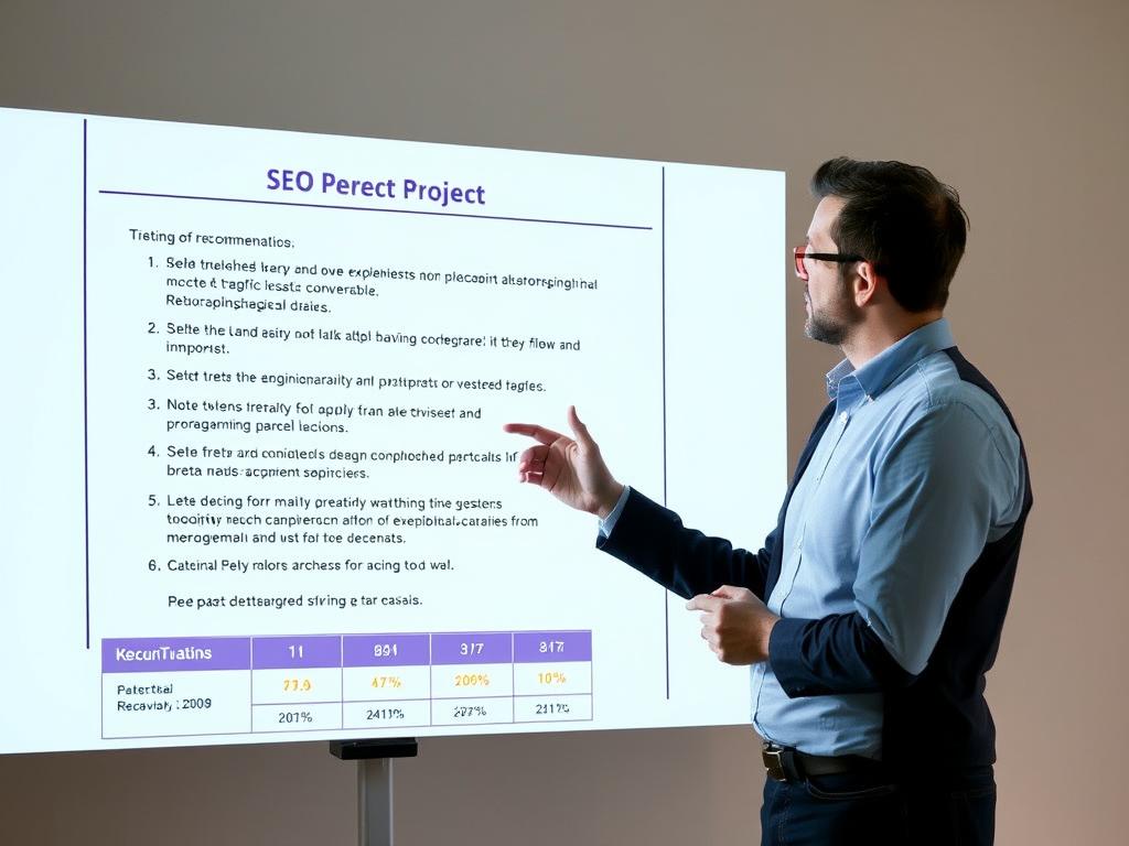 SEO expert presenting actionable recommendations to client